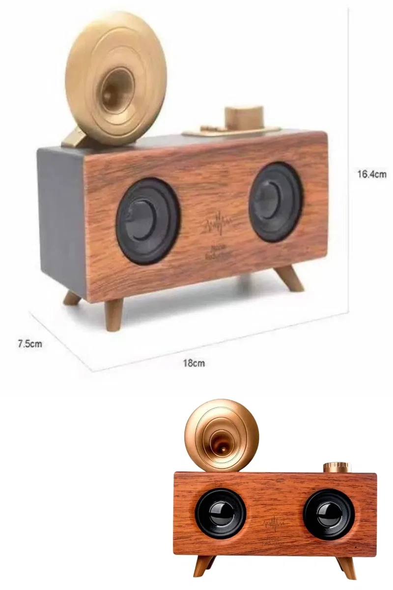 Bluetooth Nostalji Speaker Radyo Gramofon Ahşap Renk Vintage Yeni Nesil görsel 5