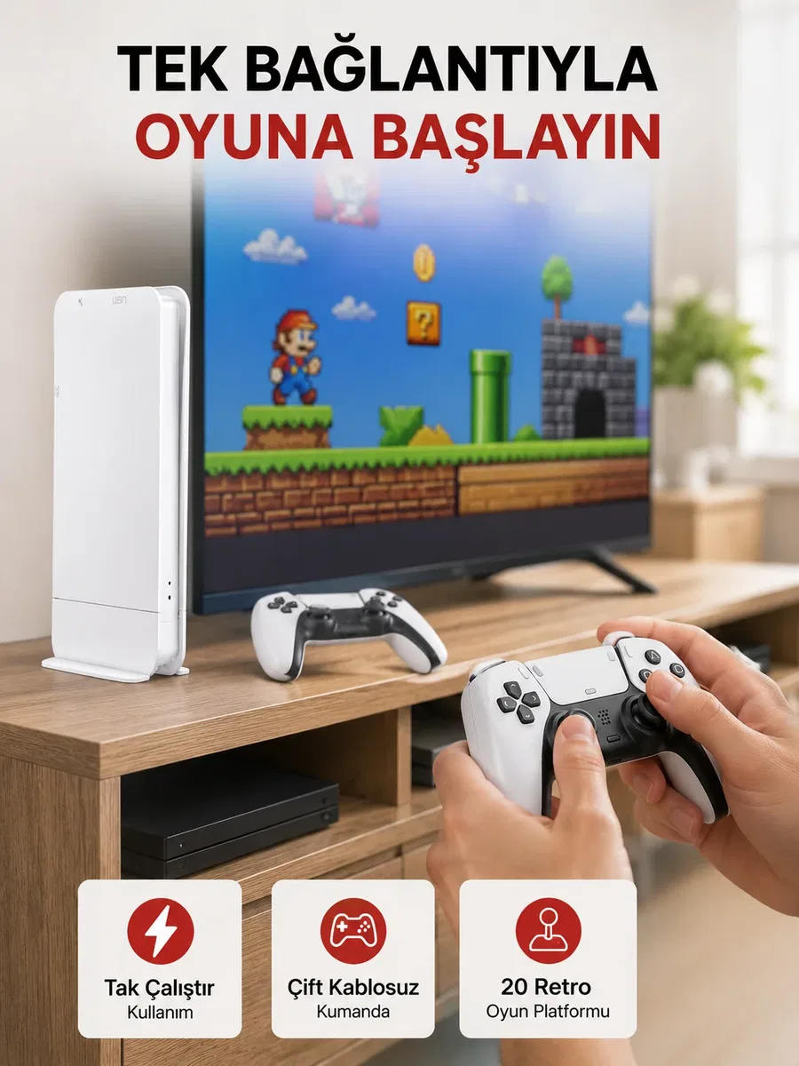 20. 000 Klasik Oyun Dahili Kablosuz Kontrollü Oyun Kutusu