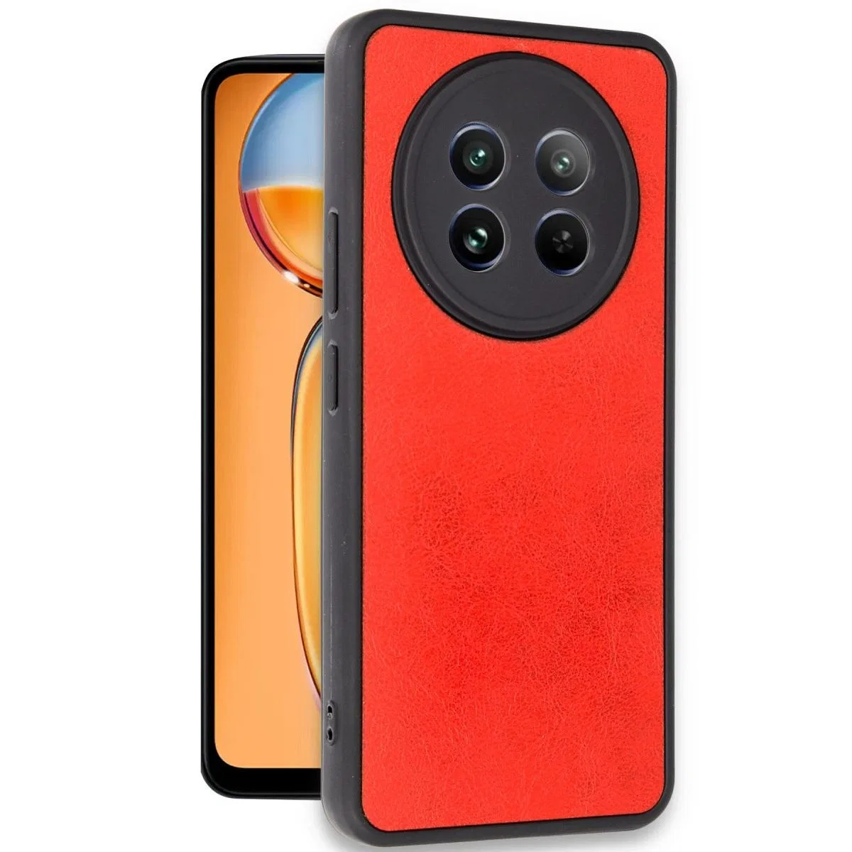 Realme 12 5g Kılıf Aras Deri Kapak - Kırmızı görsel 2
