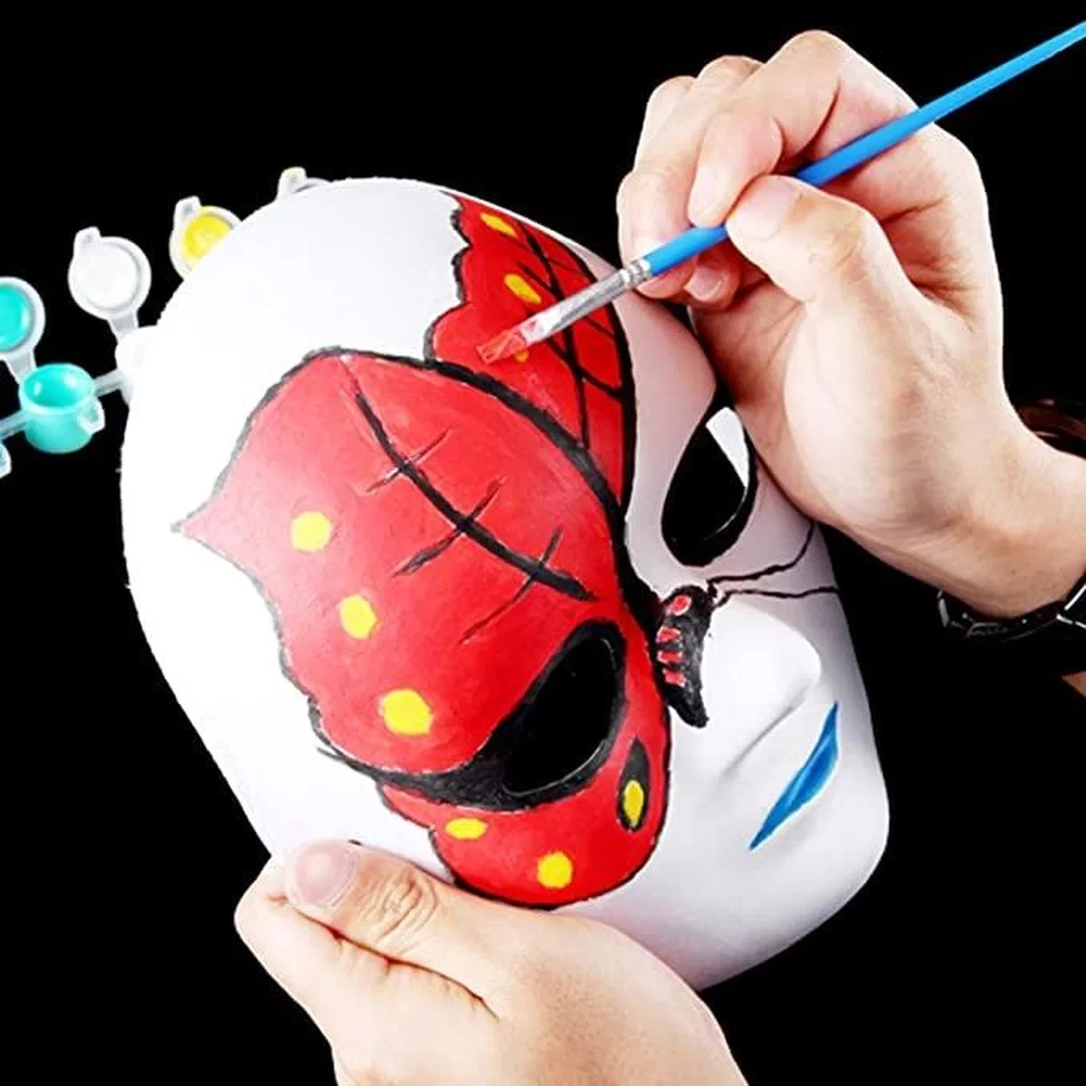 Beyaz Renk Boyanabilir Anonim Tam Yüz Cosplay Maske 24x18 Cm görsel 3