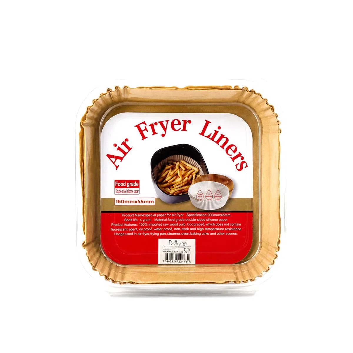 Air Fryer Kağıt Pişirme Kalıbı Kare 16x4. 5 cm 50'li görsel 2