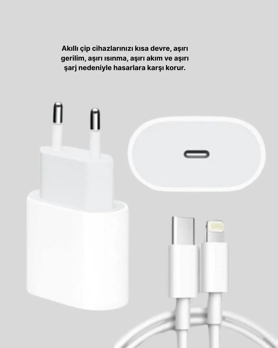 iPhone ve iPad Uyumlu 20W Güvenli USB-C Hızlı Şarj Adaptörü görsel 3
