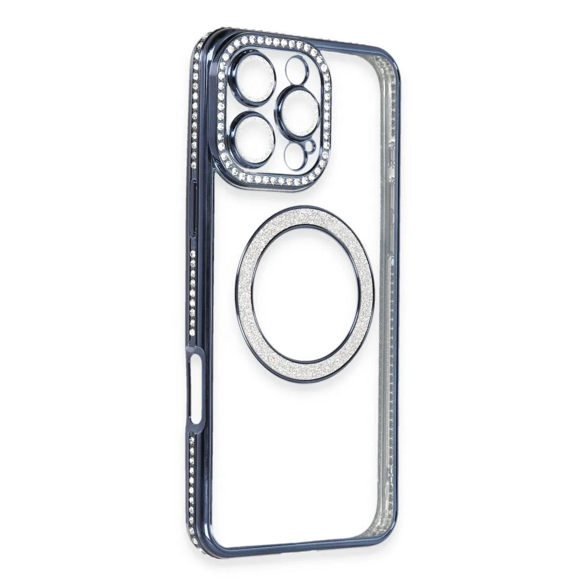 Apple İphone 16 Pro Max Kılıf Joke Simli Magneticsafe Kılıf - Lacivert görsel 2