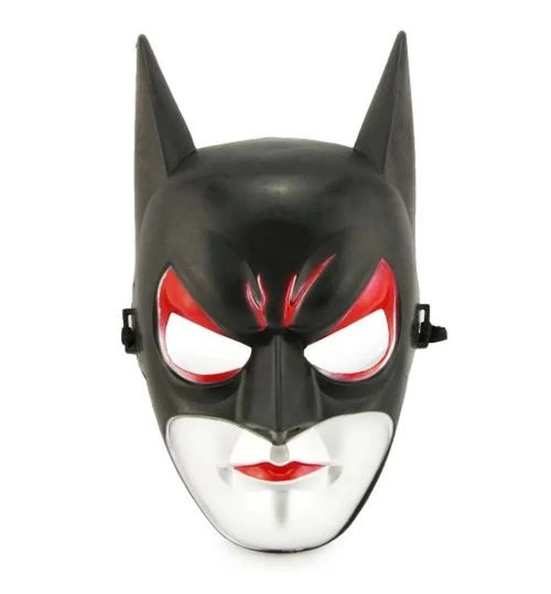 Kırmızı Gözlü Siyah Batman Maske - Lastikli Batgirl Maskesi 28x17 Cm görsel 2