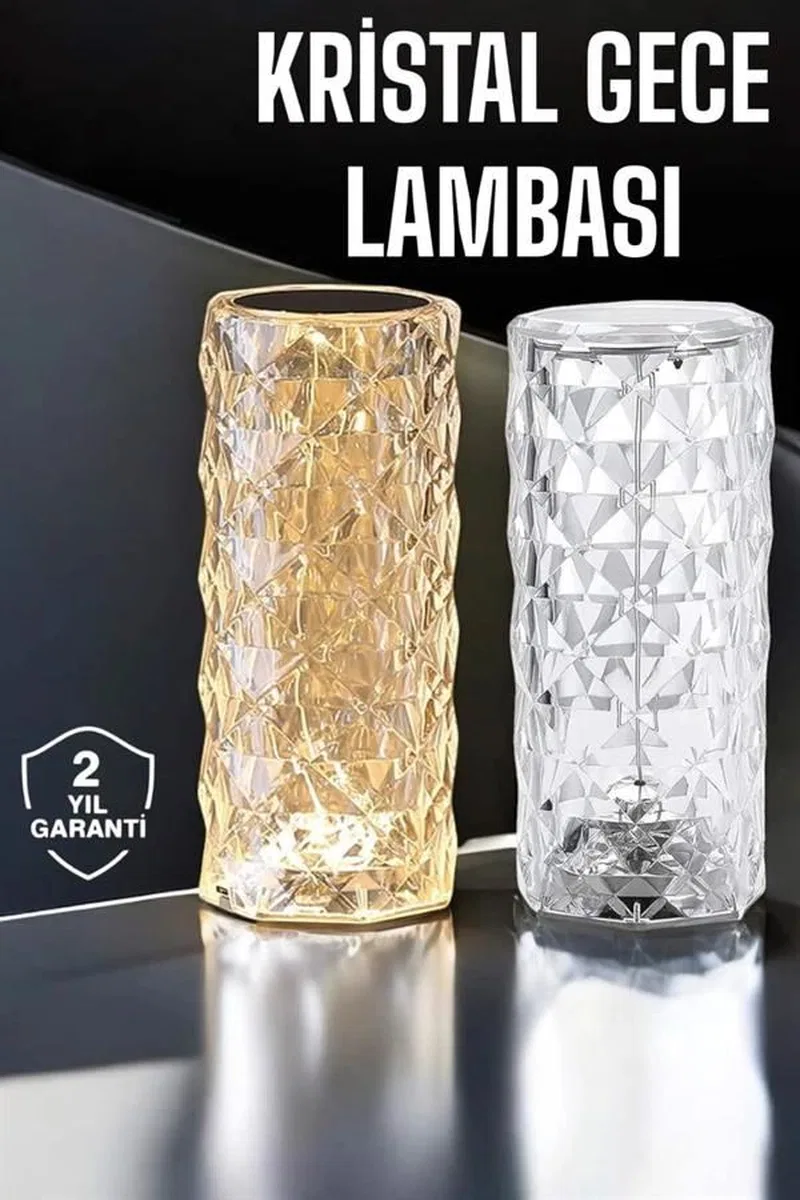 Gece Lambası Kristal Lamba Dokunmatik Şarjlı Hediyelik görsel 2