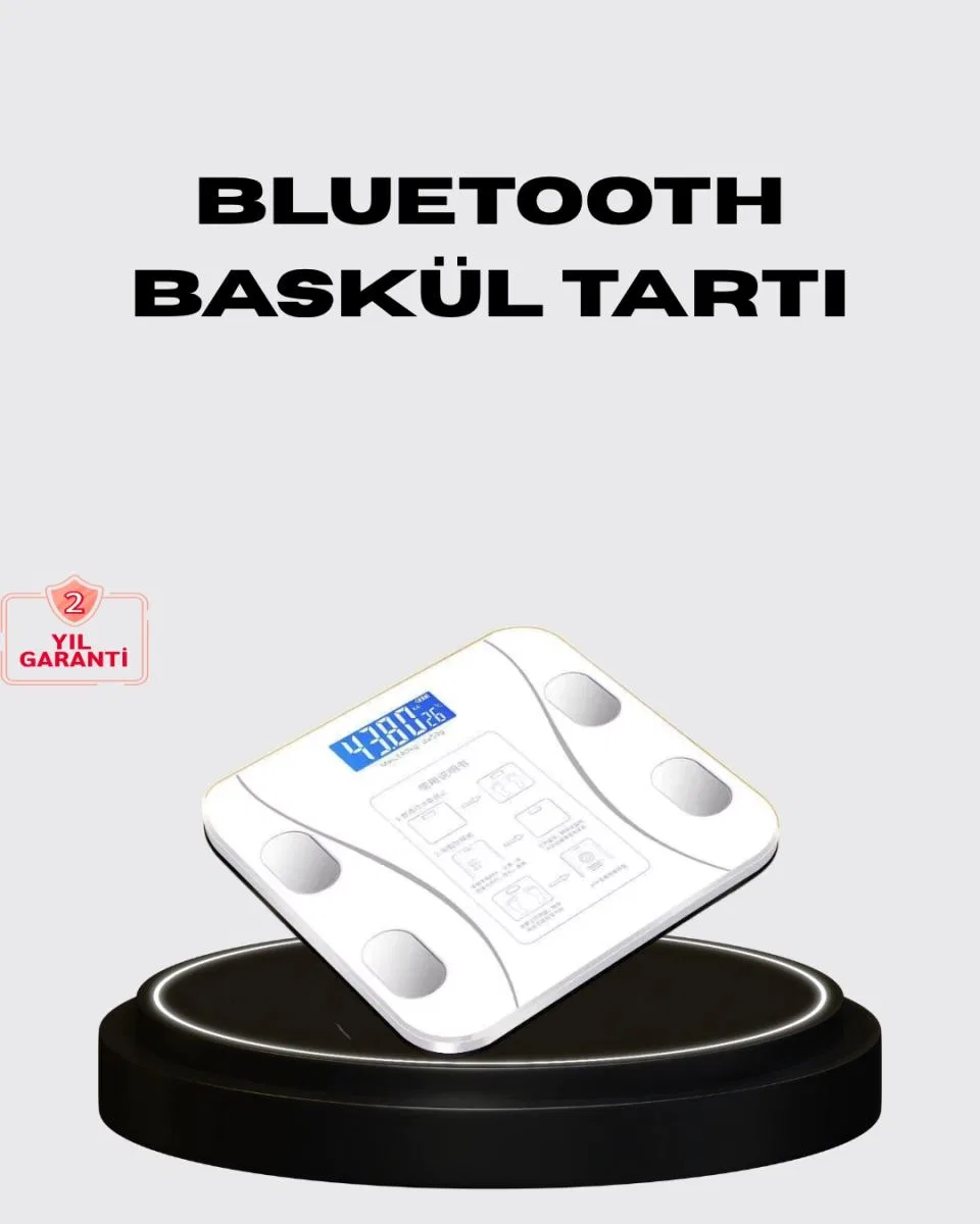 Akıllı Dijital Baskül – Bluetooth Bağlantılı, 8 Ölçüm Verili, Akıllı Vücut iz Tartısı