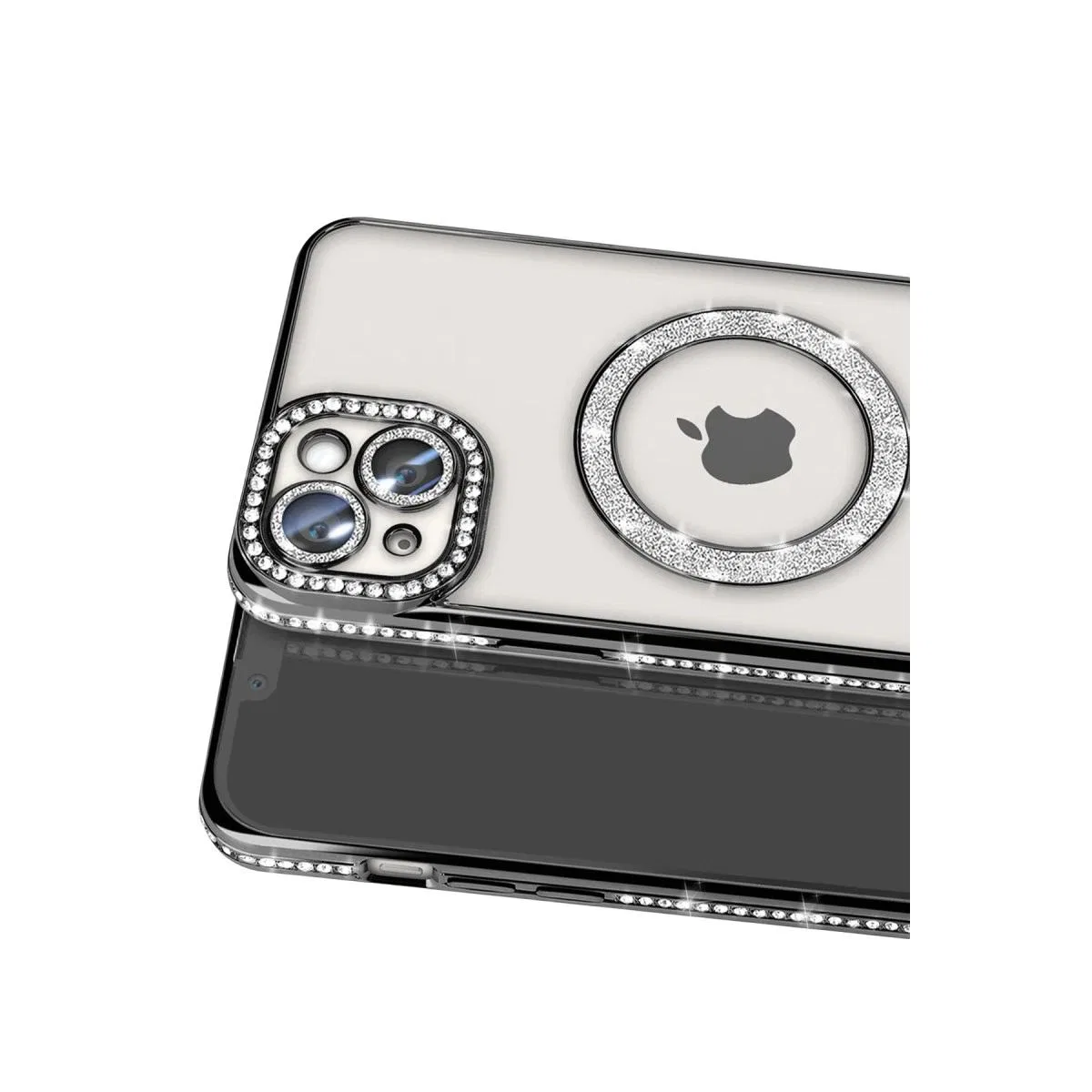 Apple İphone 15 Kılıf Joke Simli Magneticsafe Kılıf - Siyah görsel 2