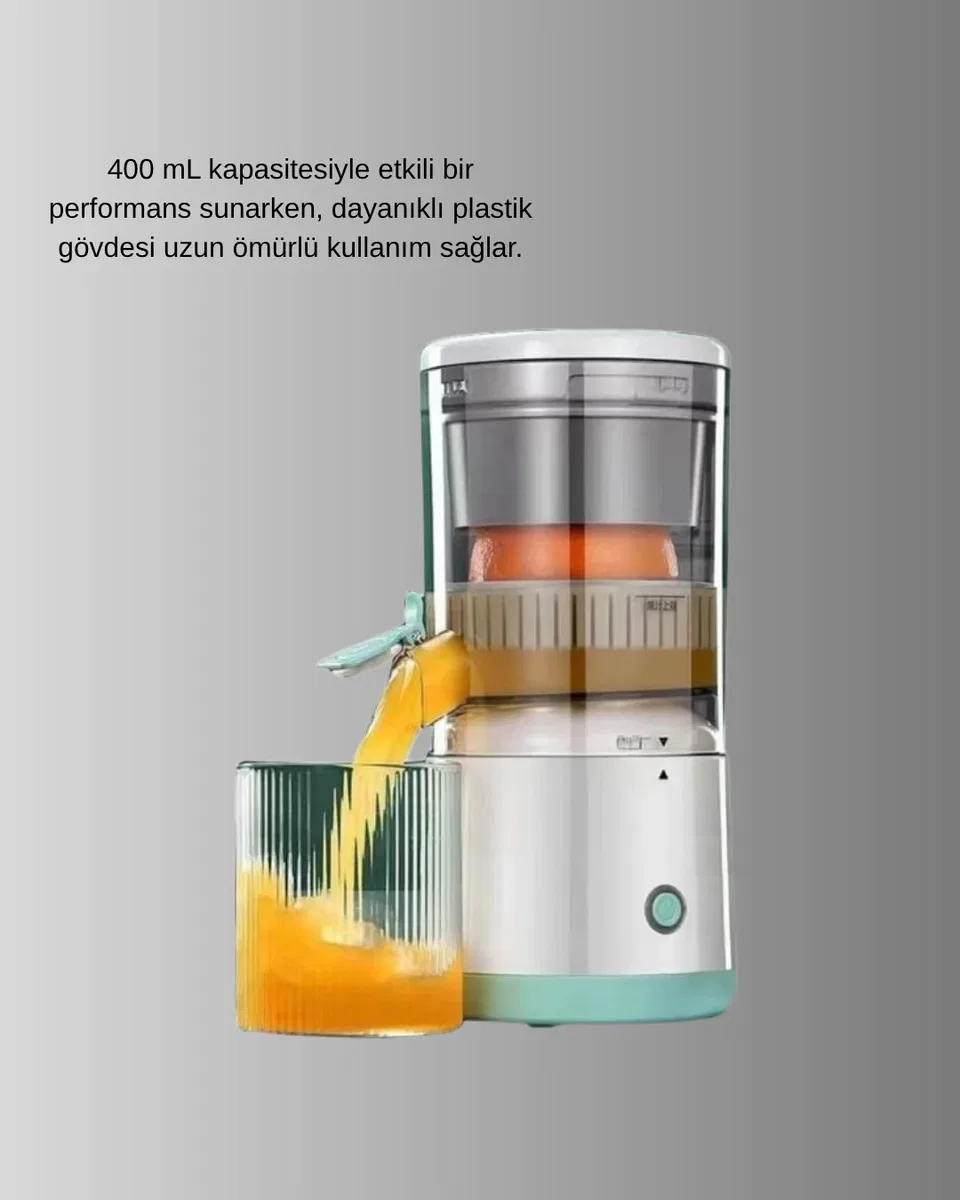 USB Şarjlı Mini Meyve Sıkacağı – Çift Bıçaklı, Güvenlik Kilitli görsel 4