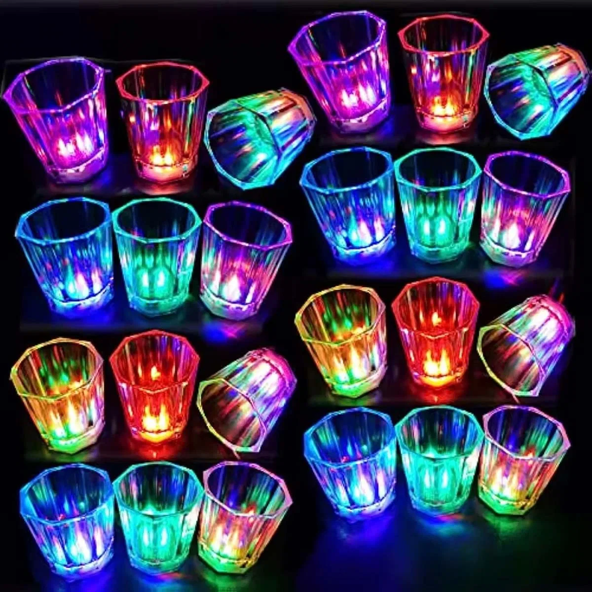 Renkli Led Parlayan Fiber Optik Glow Işıklı Bardak 5, 5 X 5, 5 Cm 1 Adet görsel 3