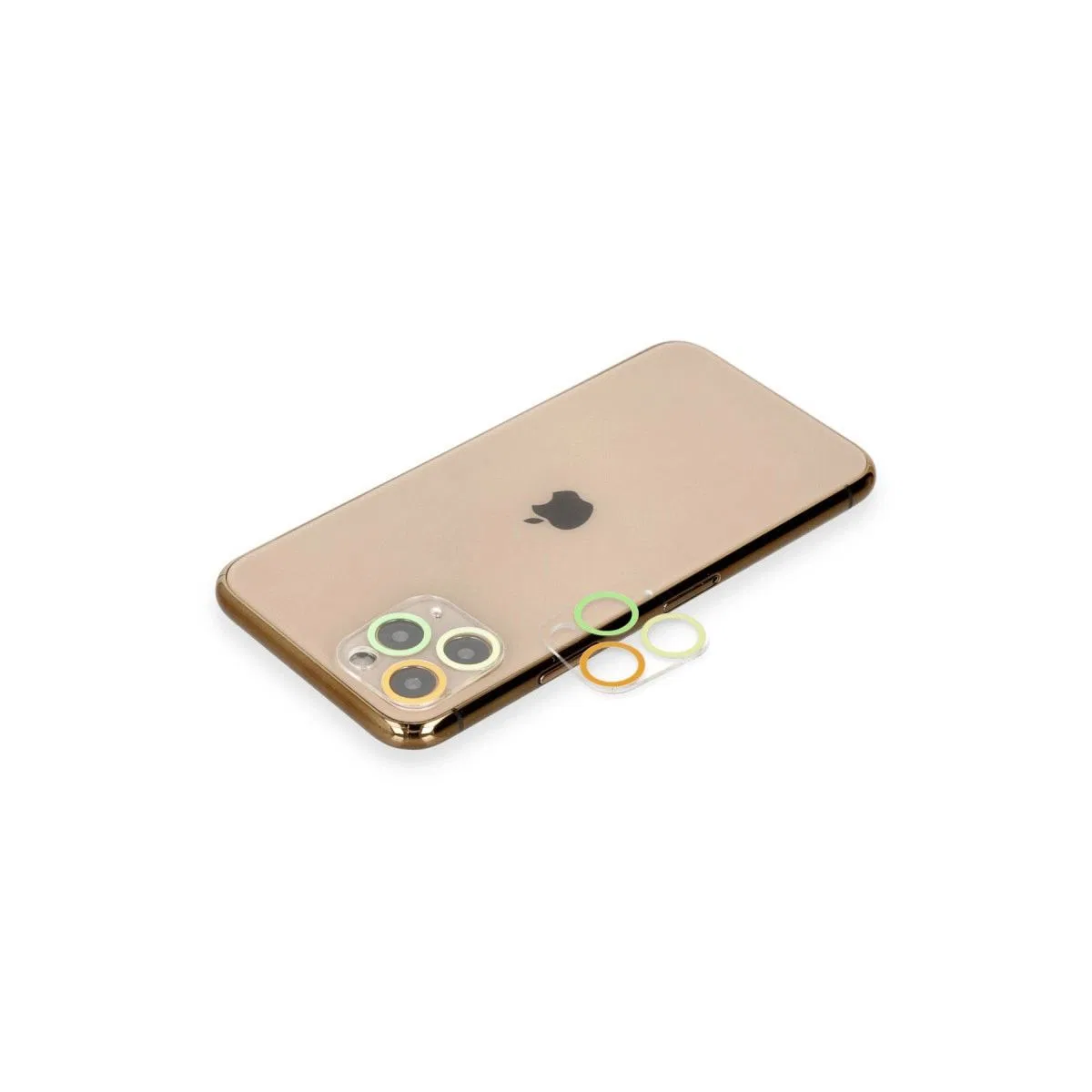 Apple İphone 11 Pro Max Renkli Kamera Lens Koruma Cam - Sarı-turuncu