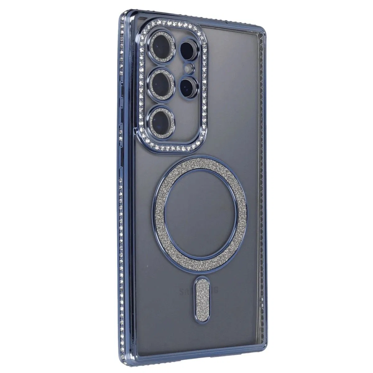 Samsung Galaxy S24 Ultra Kılıf Joke Simli Magneticsafe Kılıf - Lacivert