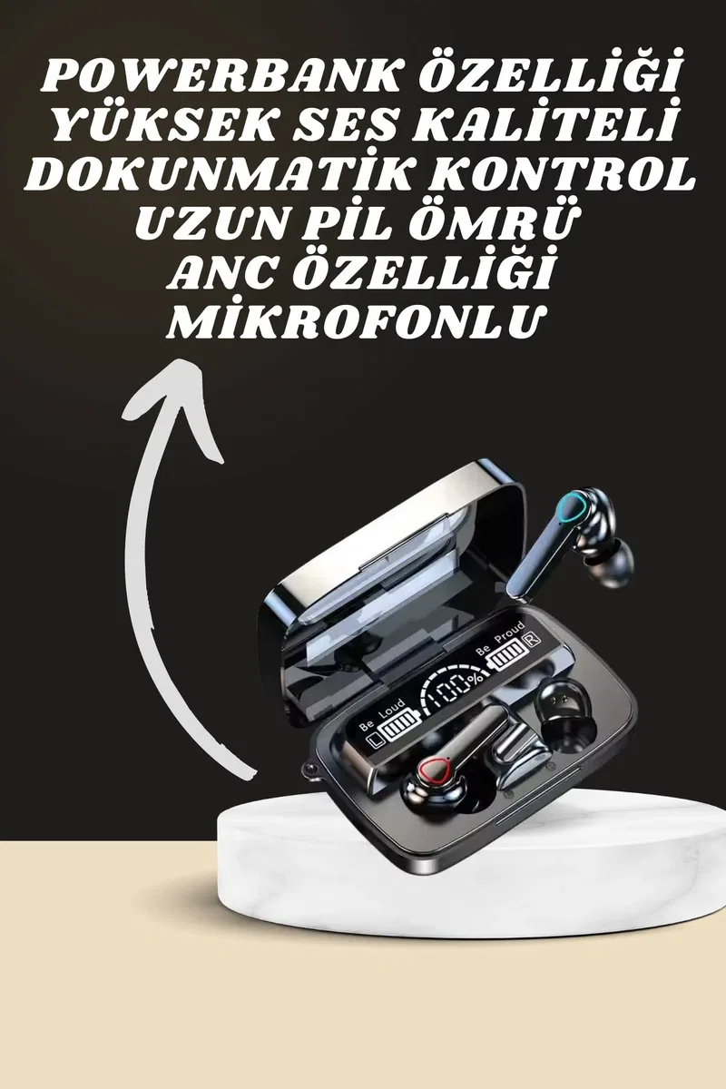 Dijital Göstergeli Powerbank Kulaklık ve 7 Kordonlu Yeni Nesil Akıllı Saat Amoled Ekran görsel 2