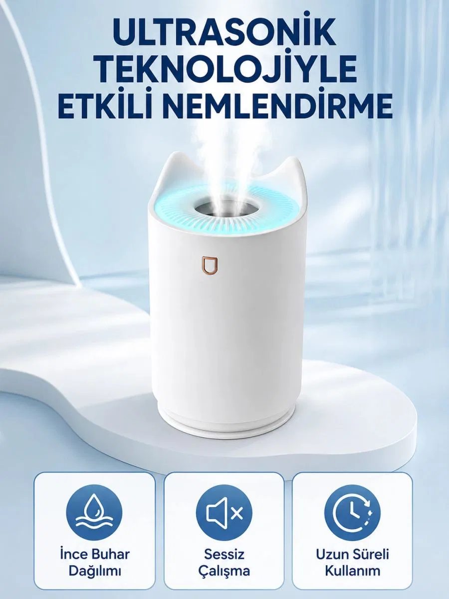 Hava Nemlendirici Ultrasonik Aroma Difüzör 7 Renk Led Işıklı Gece Lambası