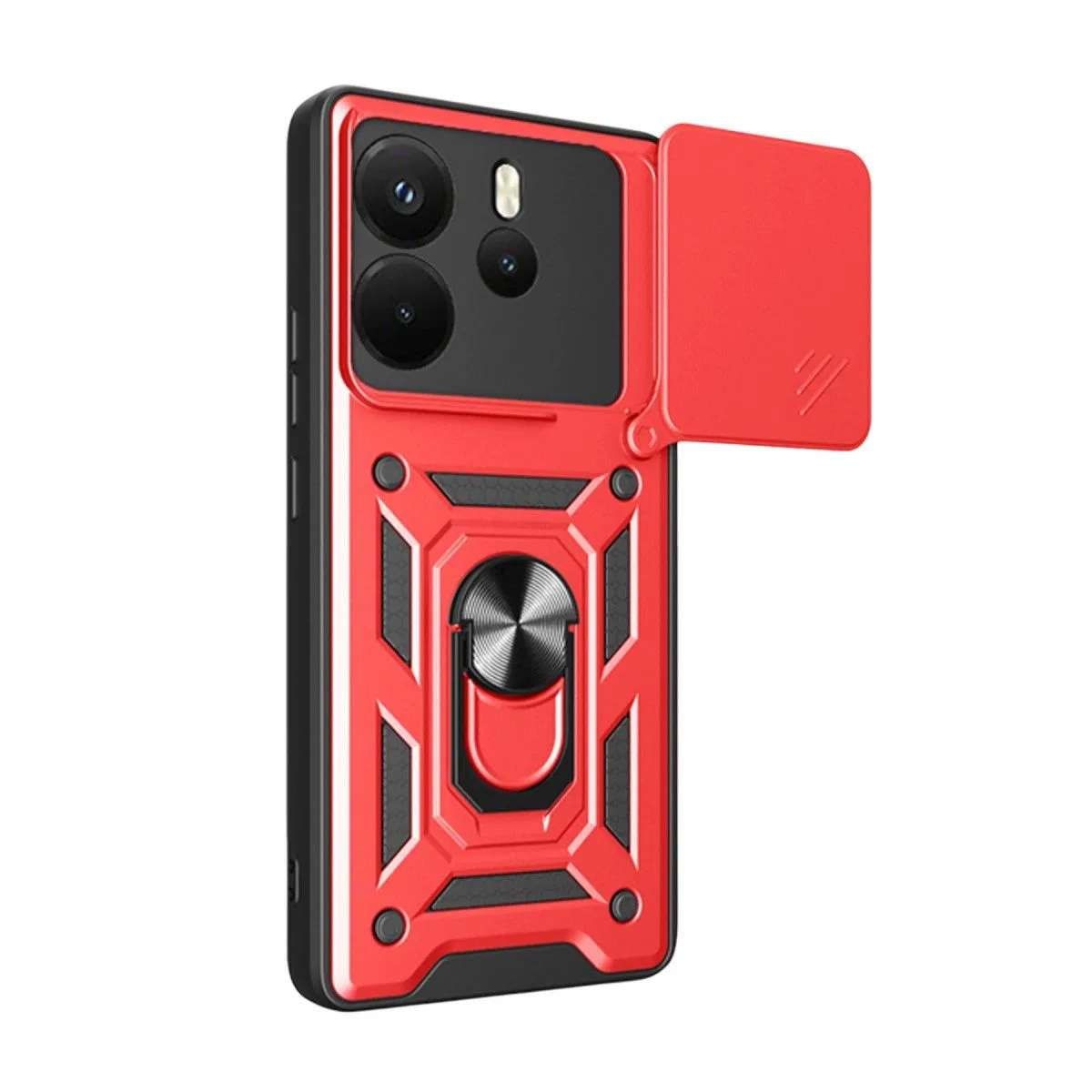 Xiaomi Redmi Note 14 4g Pars Lens Yüzüklü Silikon - Kırmızı görsel 2
