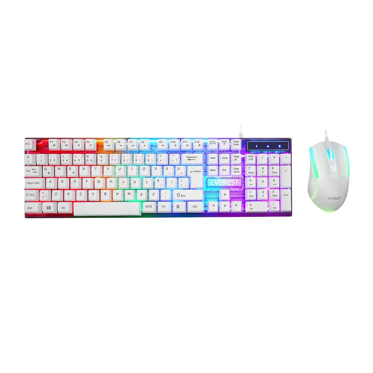 USB Kablolu Oyuncu Klavye ve Mouse Seti - Beyaz RGB görsel 3