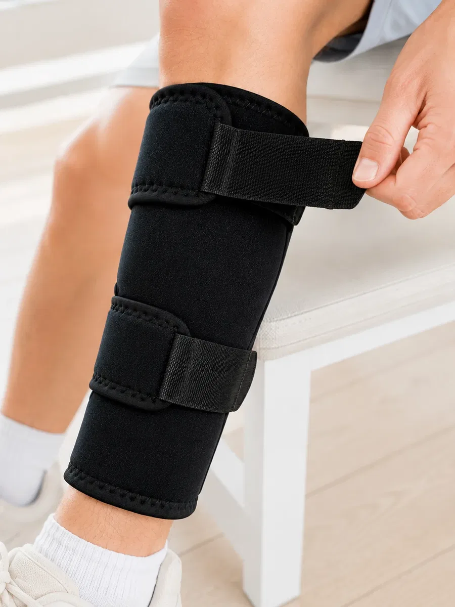 Alt Baldır Destekliği Çift Sabitleme Bantlı Ayarlanabilir Spor Baldırlığı görsel 2