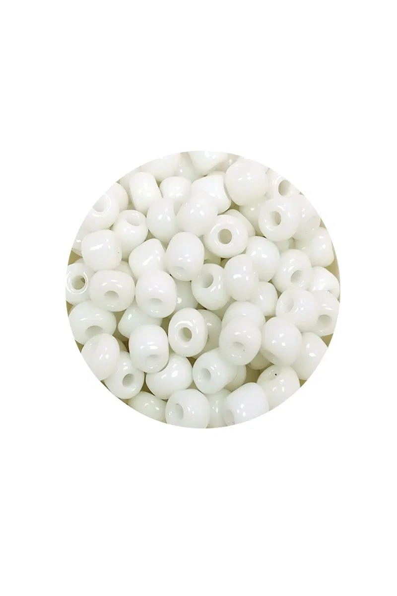 Dökme Cam Kum Boncuk Büyük Boy (6/0) 4 mm - 60 Gram - Beyaz - BNC111 görsel 2