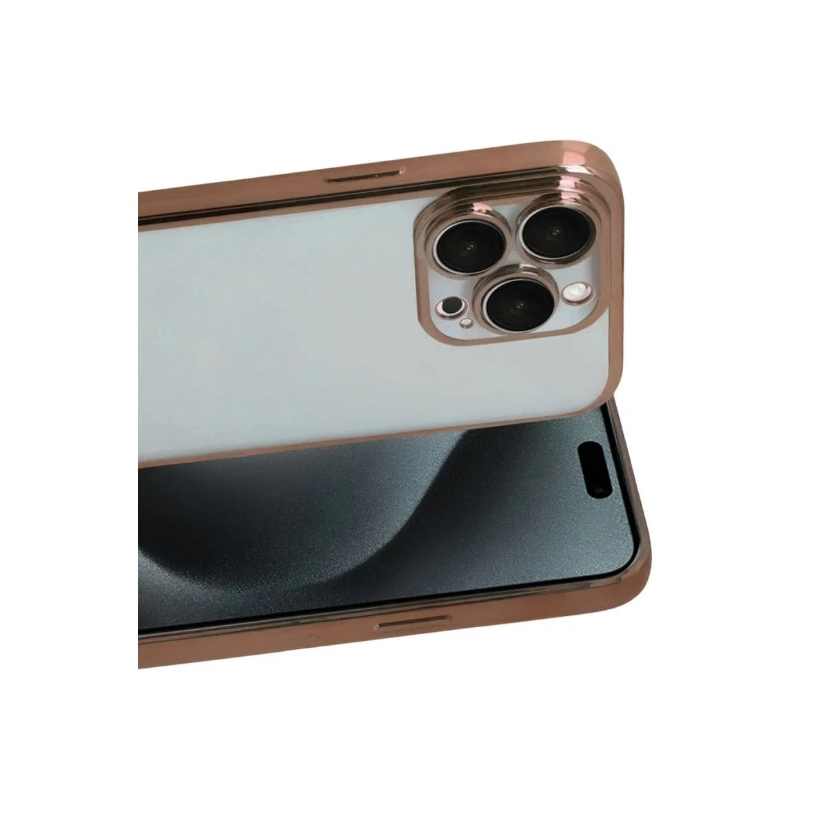 Apple İphone 15 Pro Max Razer Lensli Silikon - Çöl Titanyum görsel 2
