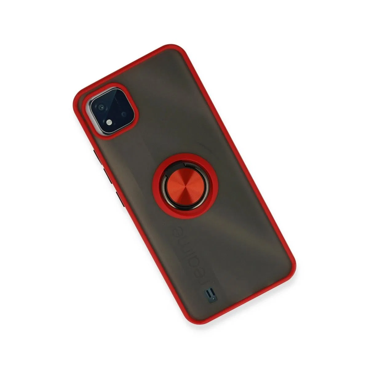 Realme C11 2021 Kılıf Montreal Yüzüklü Silikon Kapak - Kırmızı görsel 2