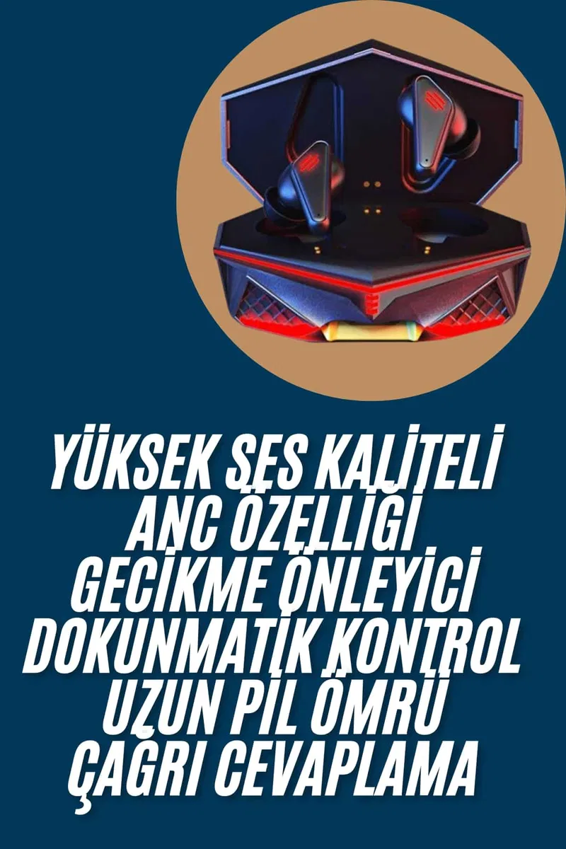 Profesyonel TWS Işıklı Kablosuz Bluetooth Kulaklık Oyuncu Kulaklığı Yeni Nesil görsel 2