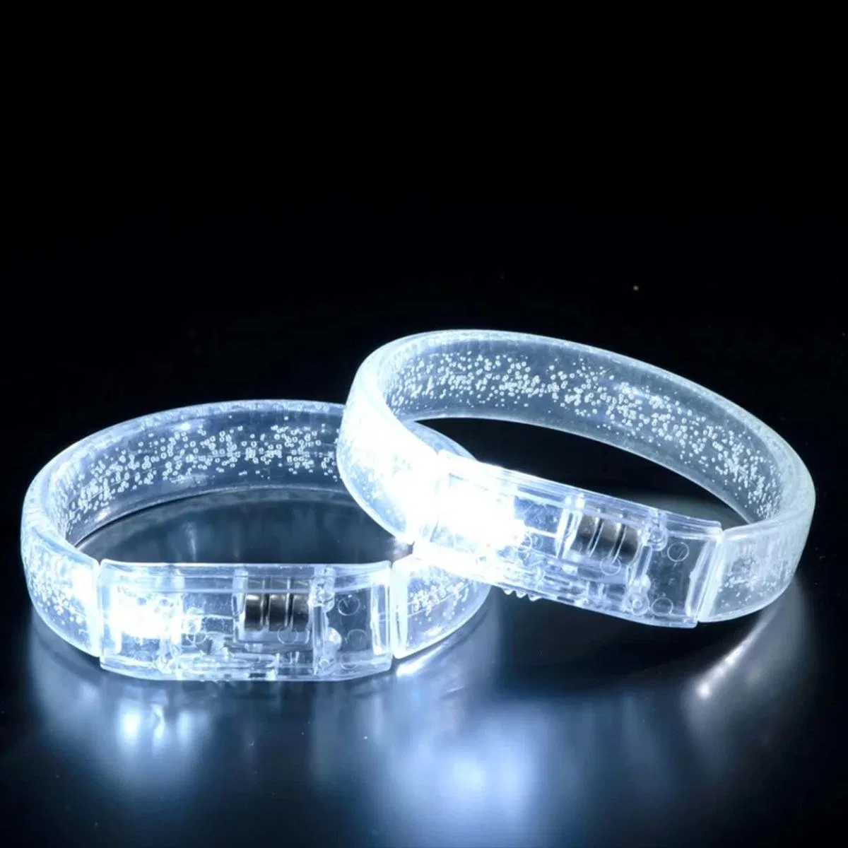 Beyaz-gümüş Led Işıklı Baskı Yapılabilen Pilli Bileklik Bilezik 1, 5 Cm Genişlik görsel 4