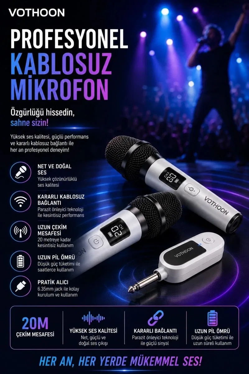 Kablosuz Karaoke Çift Mikrofon 6. 5 Mm Sahne Parti Düğün Aktivite Amfi Hoparlör görsel 4