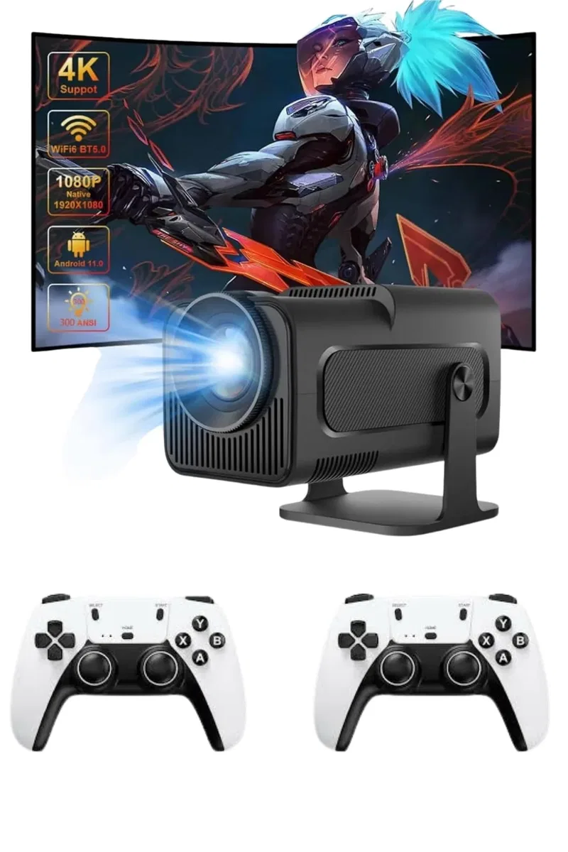 Çift Kollu Game Box Projeksiyon Cihazı Kumandalı Android Tv Dahili Hoparlör görsel 2