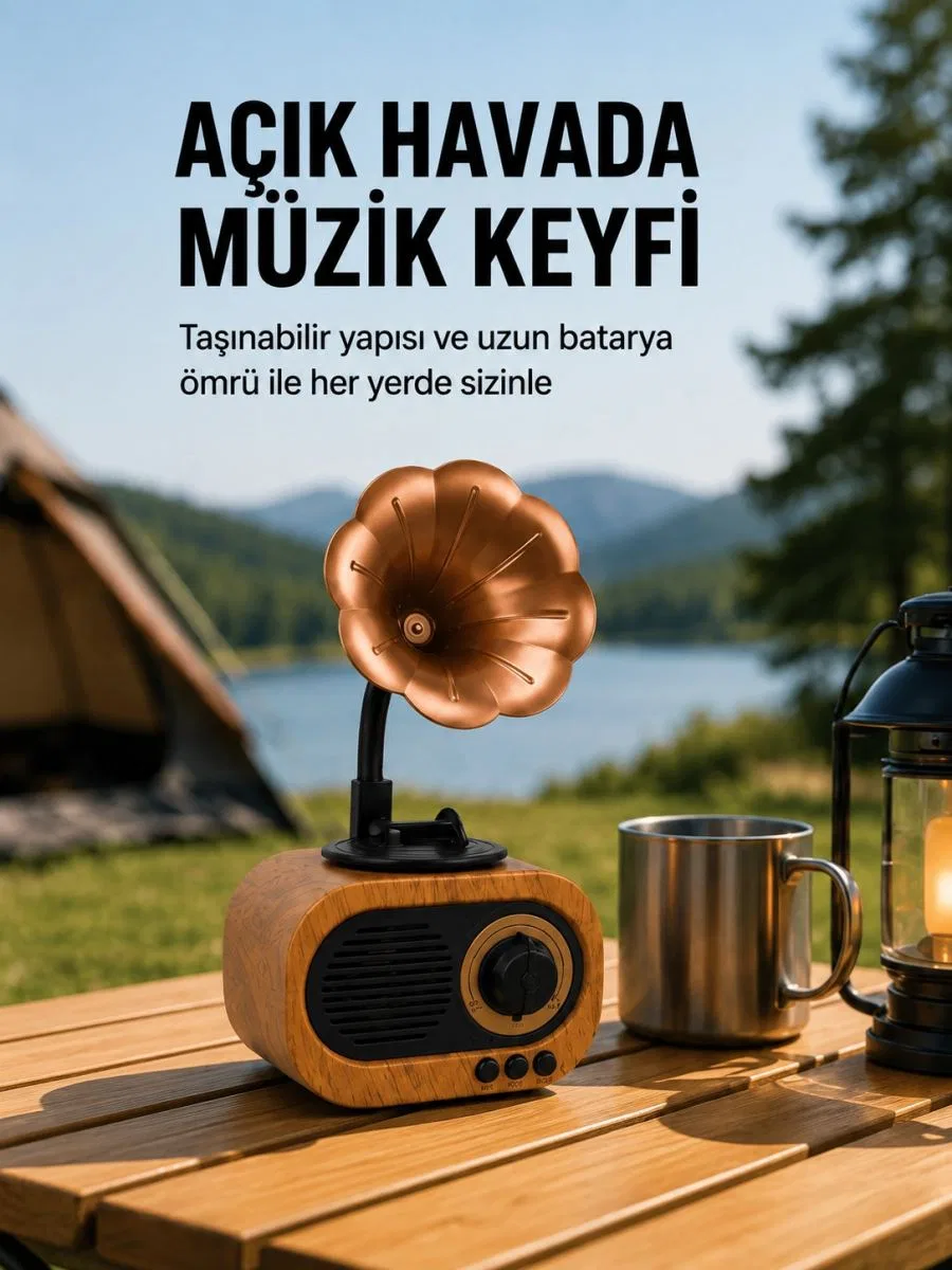 Taşınabilir Mini Retro Radyo Bluetooth Hoparlör Usb Sd Aux Destekli Yeni Nesil