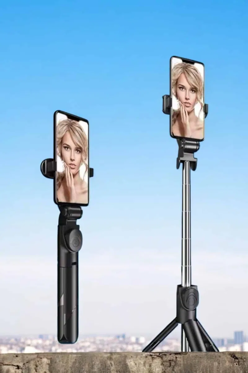 Tripod Kablosuz Bluetooth Bağlantılı Selfie Çubuğu 360 Derece Dönebilen görsel 3