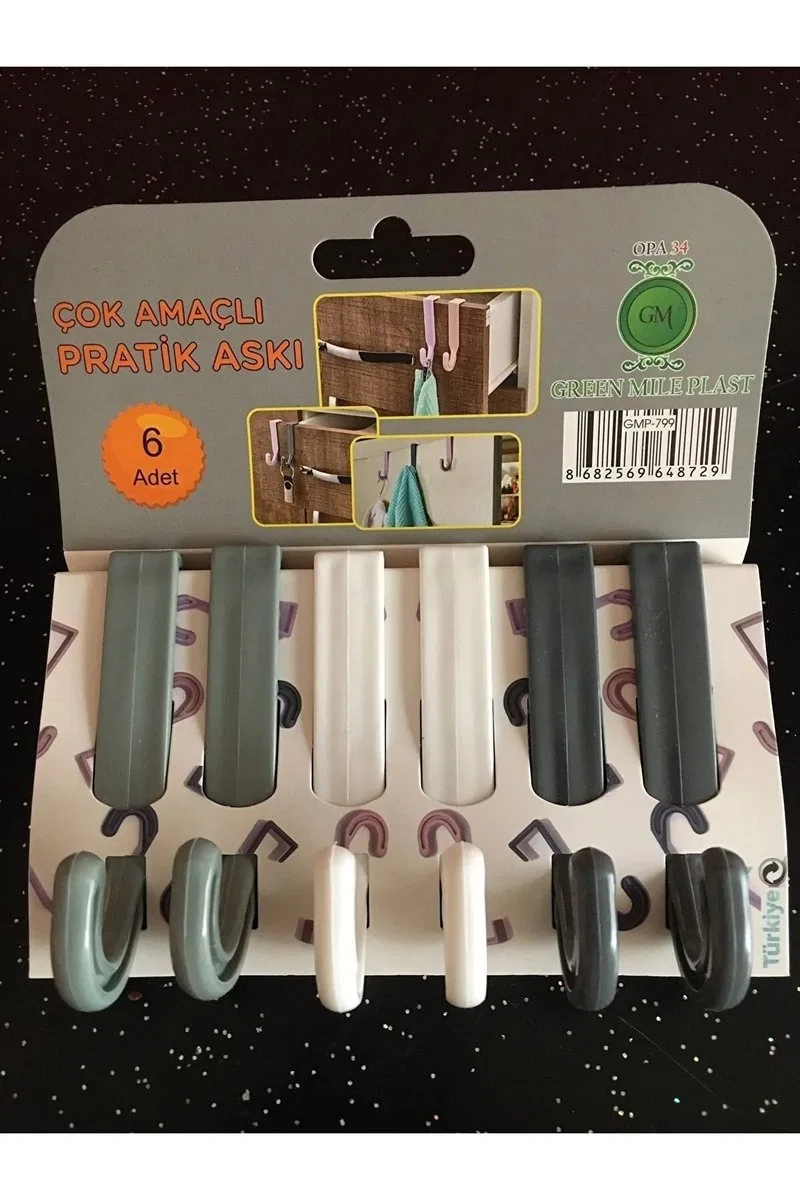 6'lı Çok Amaçlı Pratik Askı Sert Plastik Royaleks-GMP-799-OP-8 görsel 2