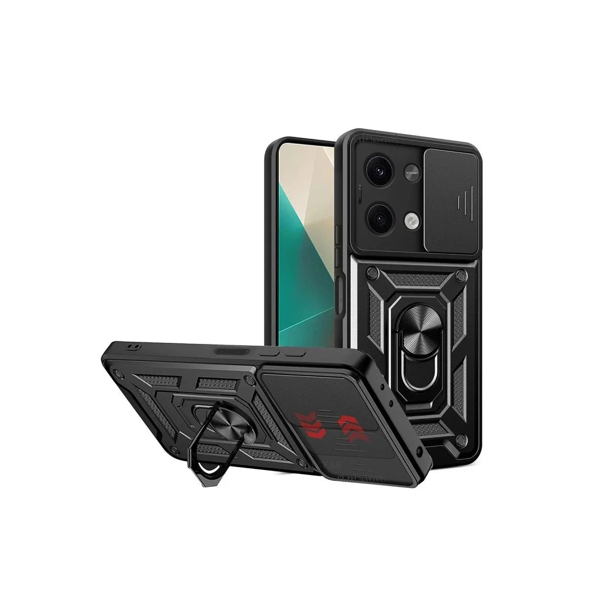 Xiaomi Poco X6 Kılıf Pars Lens Yüzüklü Silikon - Siyah
