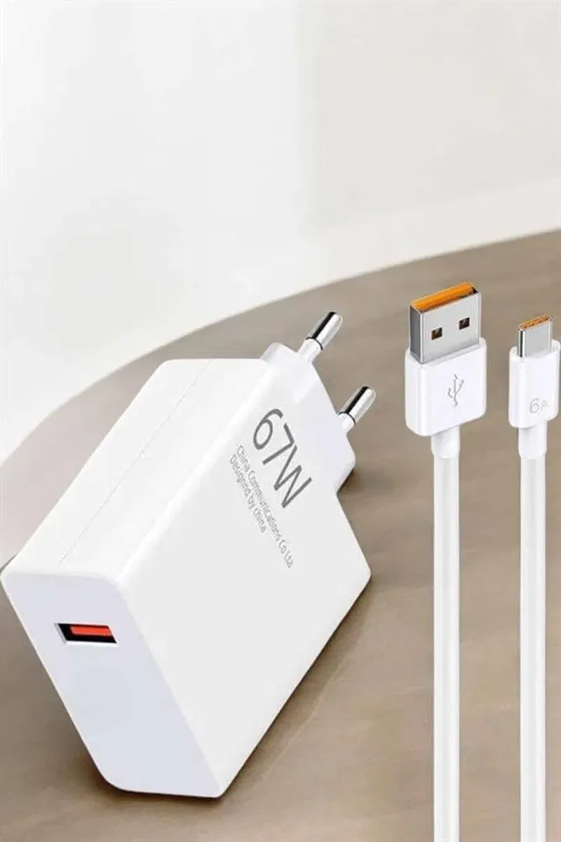 Şarj Aleti 67W Hızlı Şarj Turbo Type-C Uyumlu Şarj Adaptörü Kablosu görsel 3