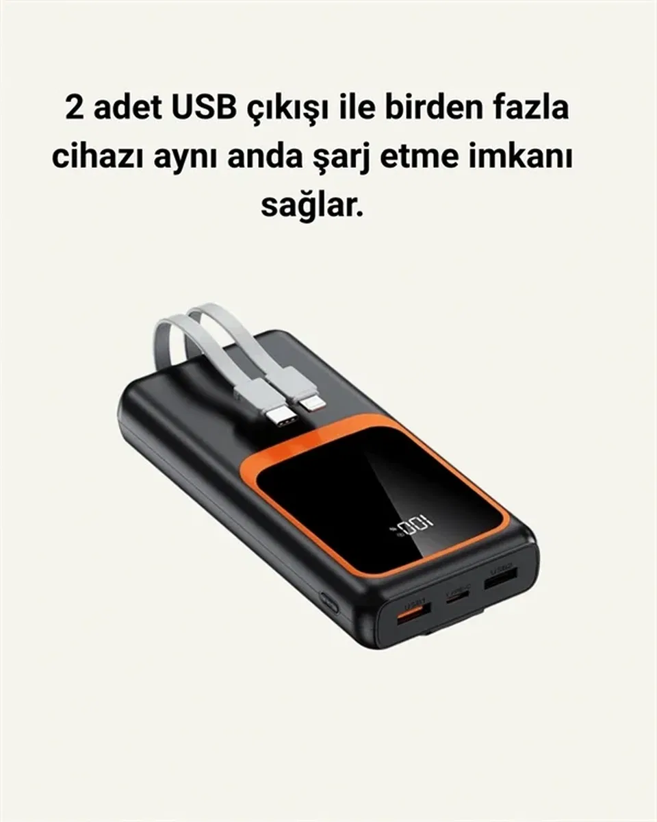 Dijital Ekranlı 20. 000 mAh Powerbank | 22. 5W Hızlı Şarj + Çoklu Bağlantı Seçeneği Yeni Nesil görsel 4