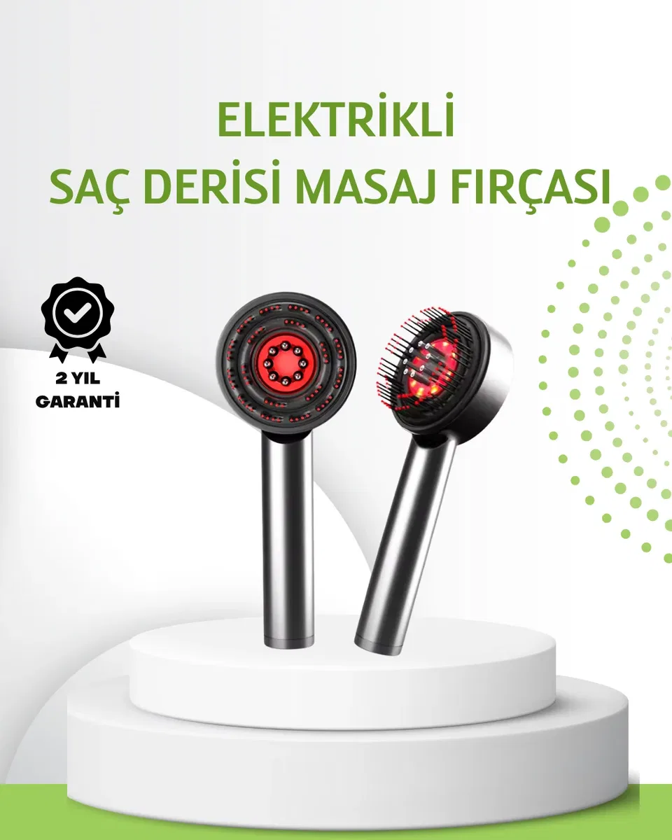Şarjlı Saç Derisi Masaj Cihazı Kırmızı Işık ve 3D Tarak Dişli