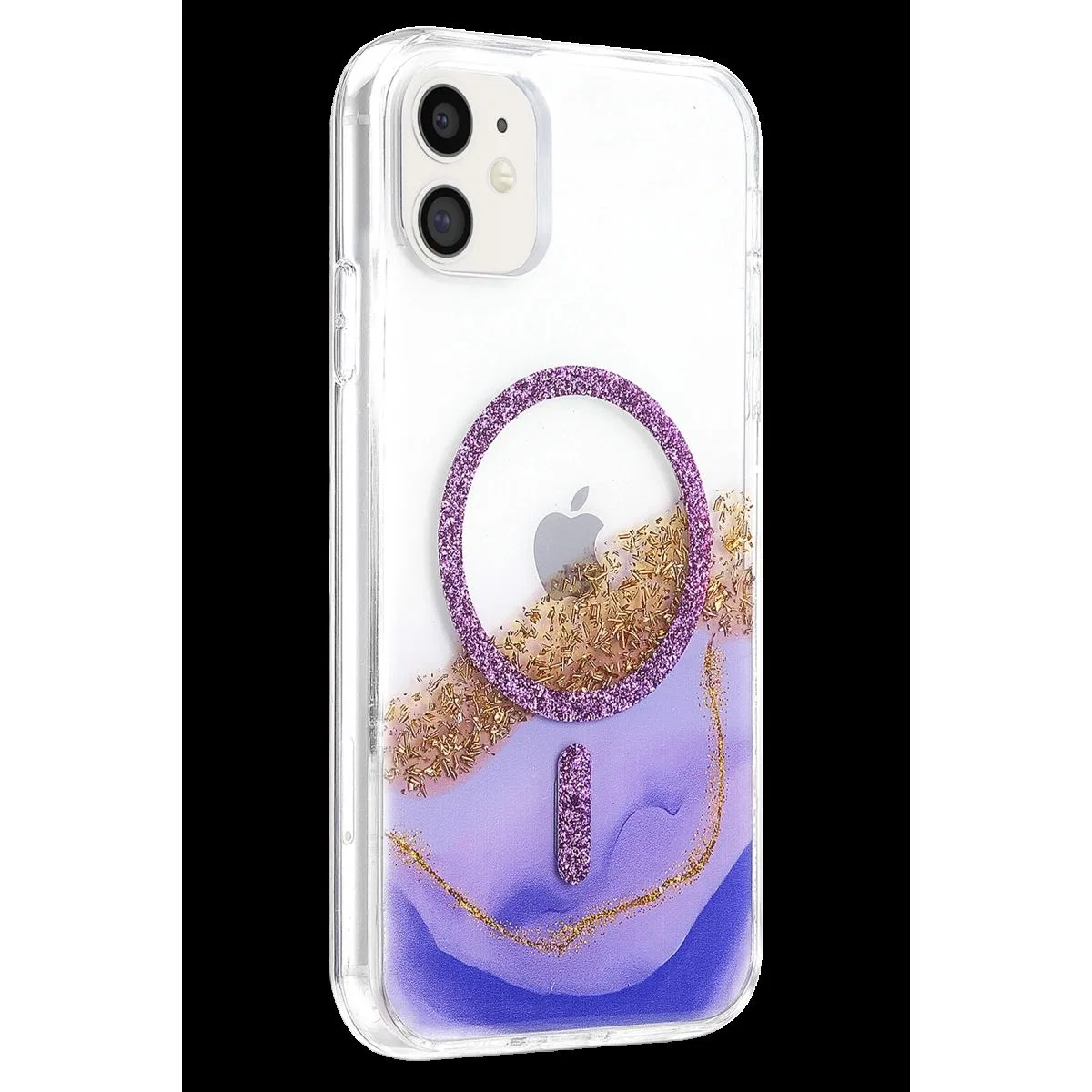Onegif Apple İphone 11 Lotus Simli Magsafe Kapak - Mor görsel 2