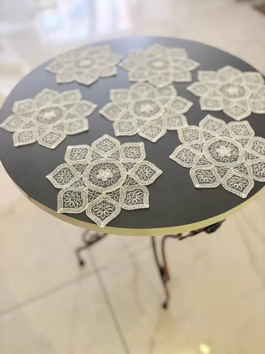6'lı Dantel Kahve Sunumluğu 15x15 cm Asorti Desenli Bardak Altlığı Türk Kahvesi Fincan Sunum Seti görsel 4