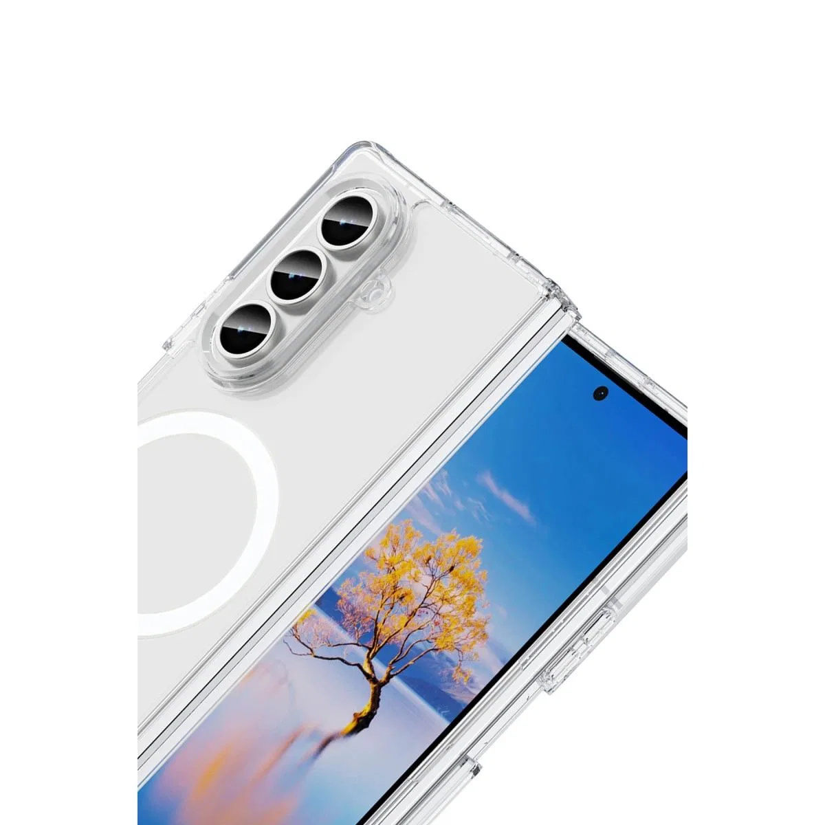 Samsung Galaxy Z Fold 7 Kılıf Magneticsafe Şeffaf Silikon - Şeffaf görsel 2