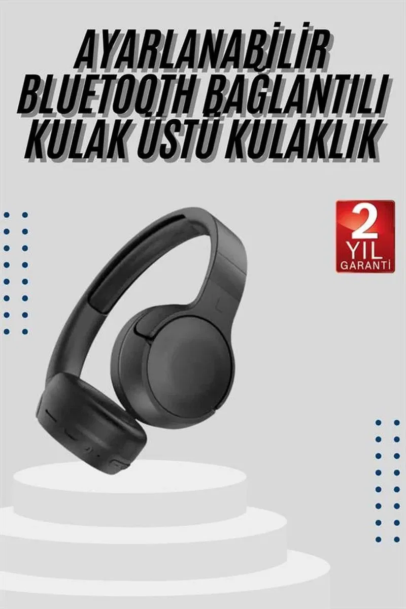 Kablosuz Bluetooth Kulaklık Kulak Üstü Ayarlanabilir Uzun Ömürlü görsel 2
