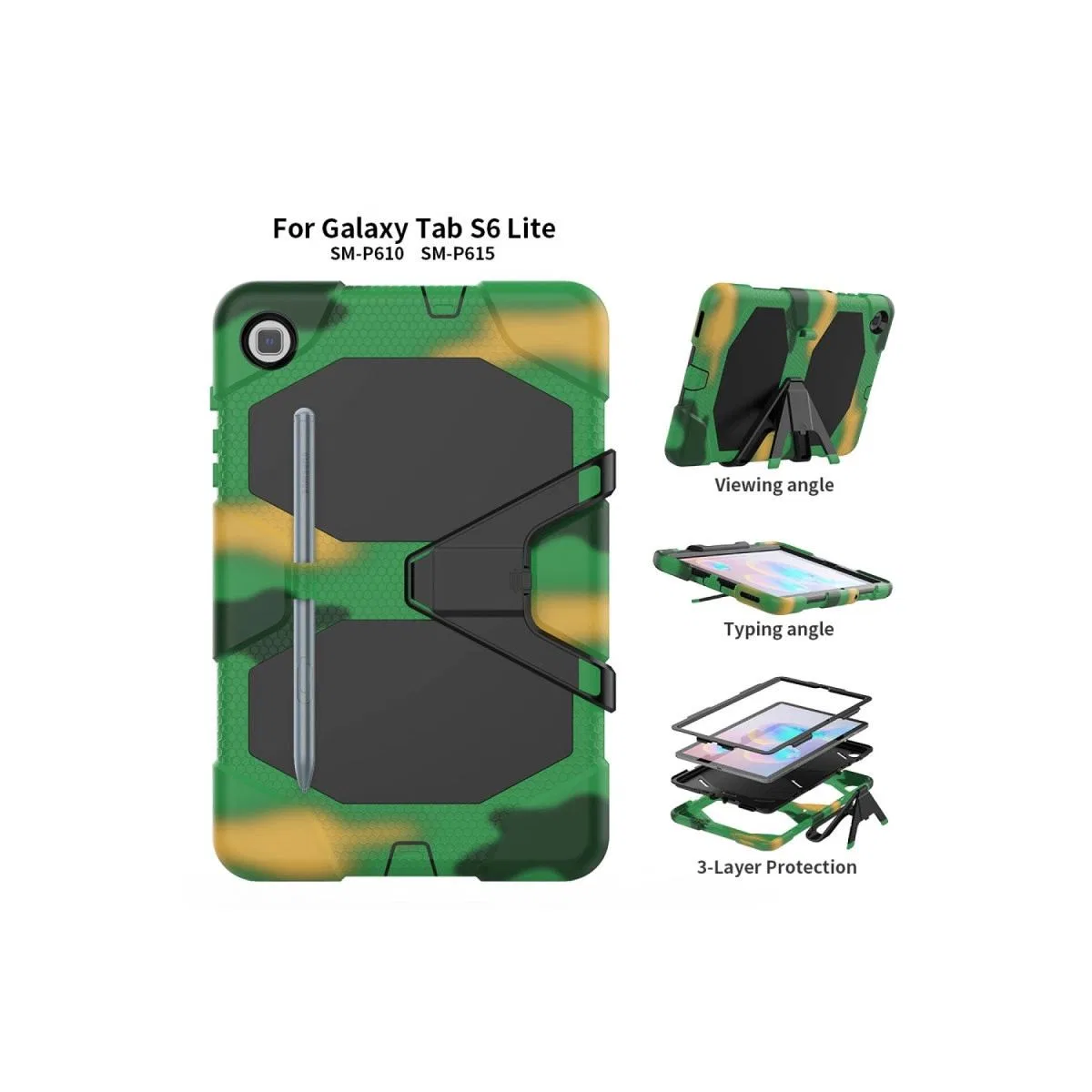 Samsung Galaxy T500 Tab A7 10. 4 Kılıf Griffin Tablet Kapak - Kamuflaj görsel 4