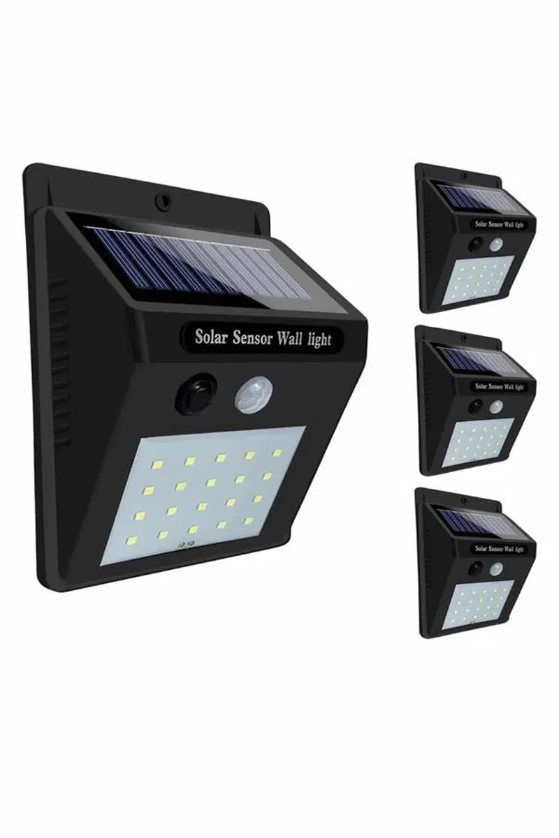 Solar Sensörlü Duvar Lambası Bahçe Lamba 20 Led Işık görsel 4