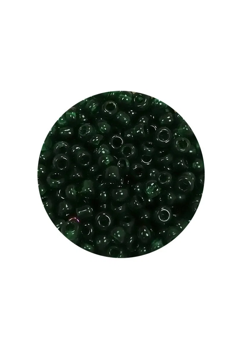 Dökme Cam Kum Boncuk (8/0) 3 mm - 60 Gram - Şeffaf Koyu Yeşil - BNC196 görsel 2