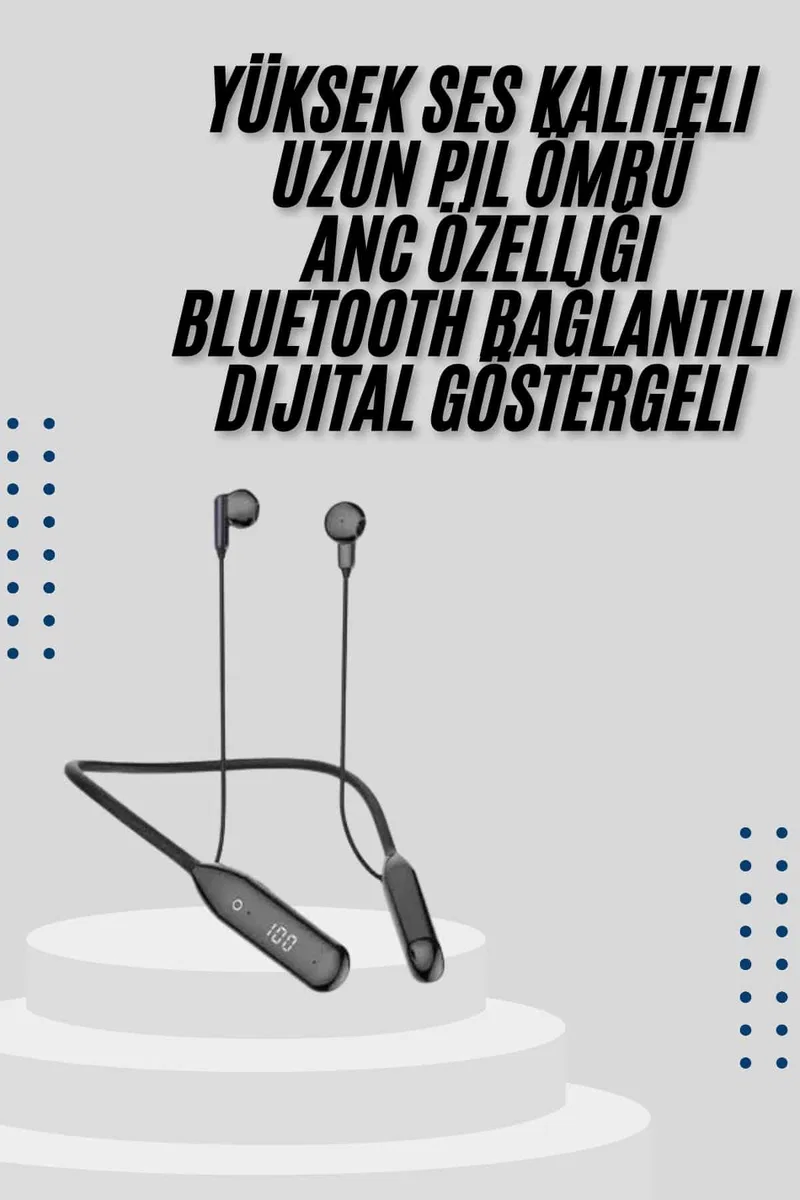 Kablolu Kulak İçi Bluetooth Kulaklık 100 Saat ANC Özellikli Boyun Bantlı görsel 2