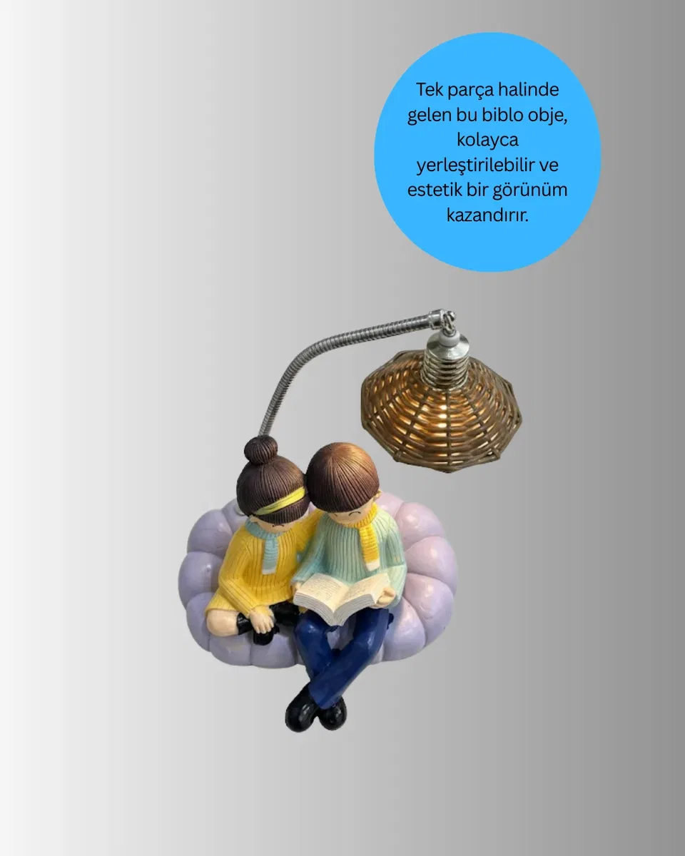 Okuyan Çift Figürlü Dekoratif Gece Lambası Hediye Seçeneği görsel 2