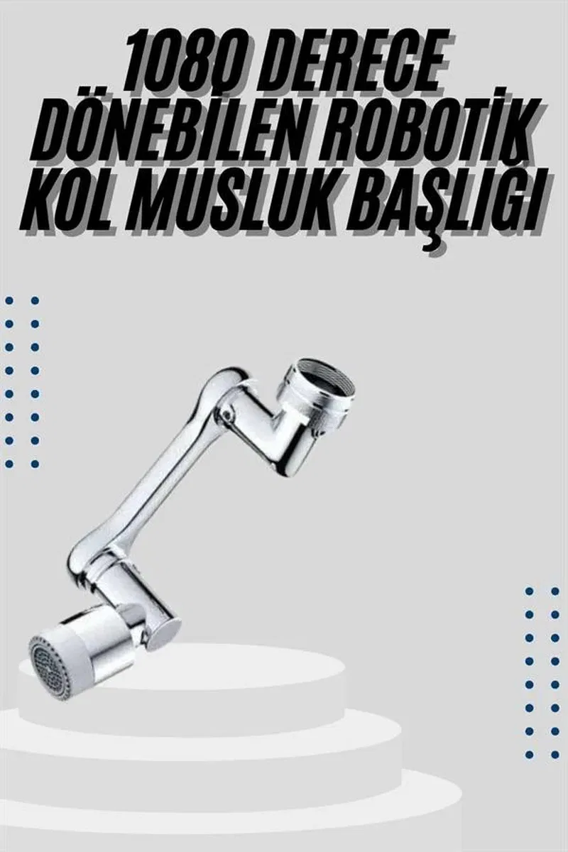 Mutfak Musluk Başlığı 1080 Derece Dönebilir Oynar Başlıklı Musluk Aparatı görsel 2