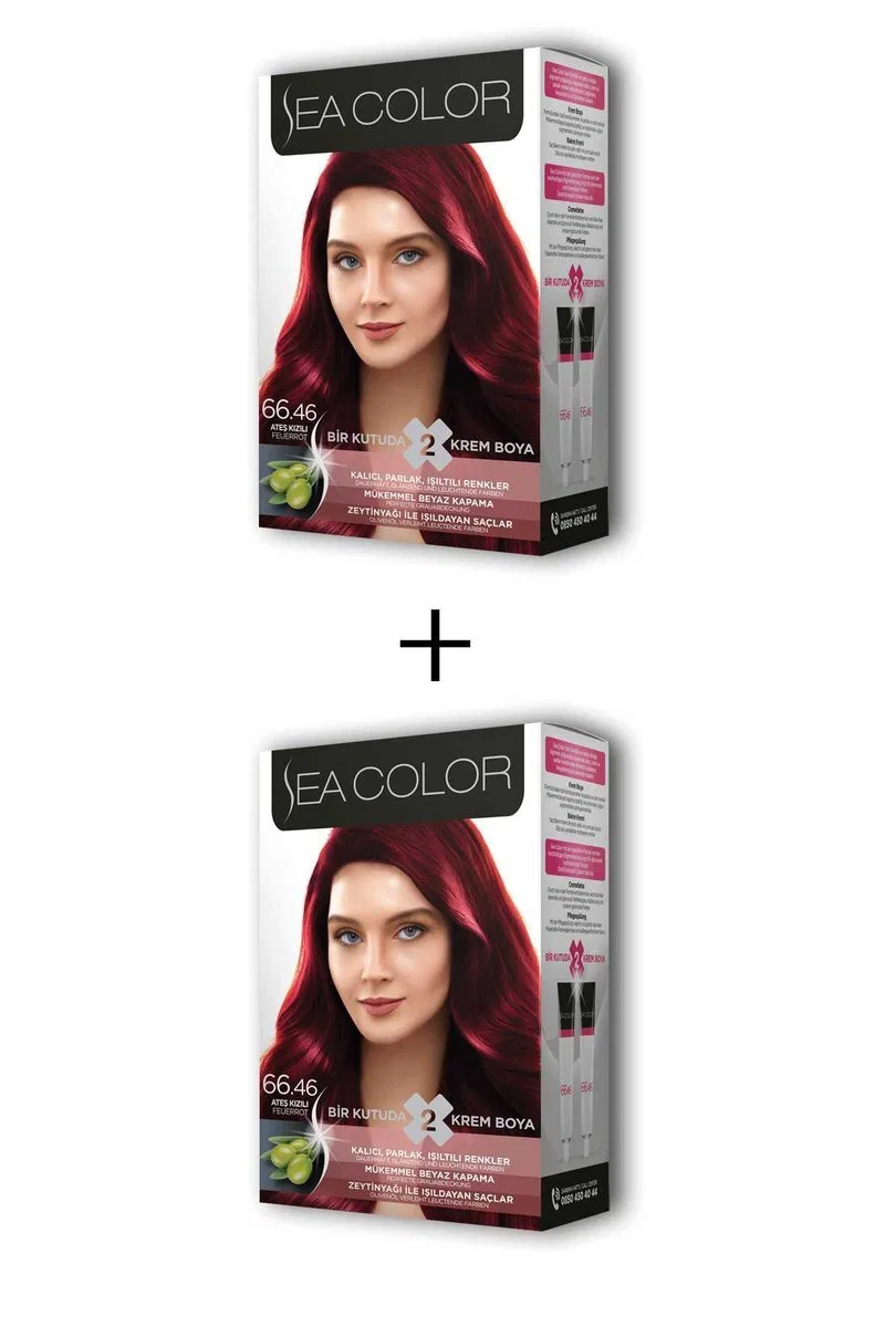 2X2 Tüp Krem Saç Boyası Seti Ateş Kızılı No: 66. 46