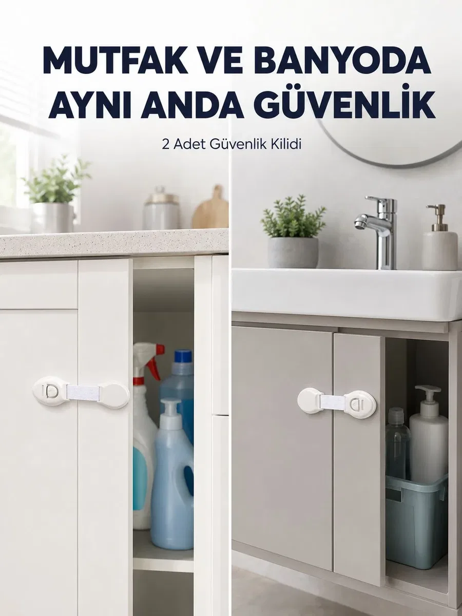 2'li Dolap ve Çekmece Güvenlik Kilidi Seti