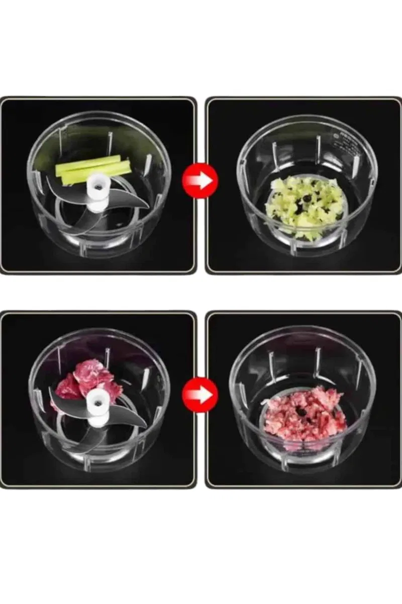 Şarjlı Mini El Rondosu Doğrayıcı Taşınabilir 250 ml Çelik Bıçaklı görsel 3