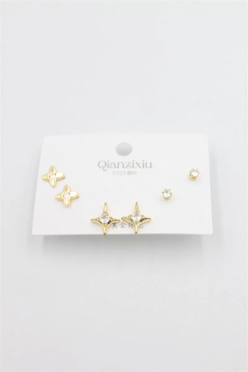 Çoklu Set Küpe - Altın