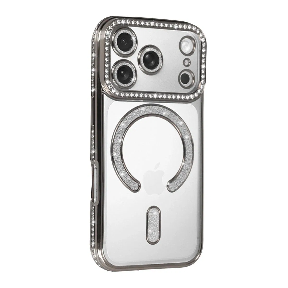 Apple İphone 17 Pro Joke Simli Magneticsafe Kılıf - Gümüş görsel 2