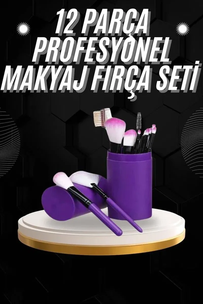 12 Parça Profesyonel Makyaj Fırçası Far Fırçası Allık Fırçası Yumuşak Kıllı görsel 2